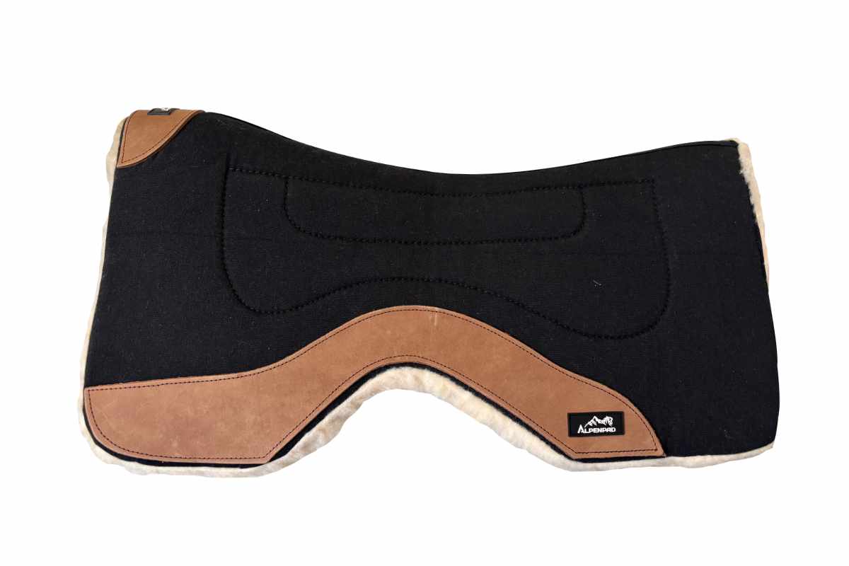 AlpenPad Working Line – Canvas Pad mit Fellunterseite – Pro Line Schnitt – Schwarz – 79 cm oder 75 cm  / helles Leder